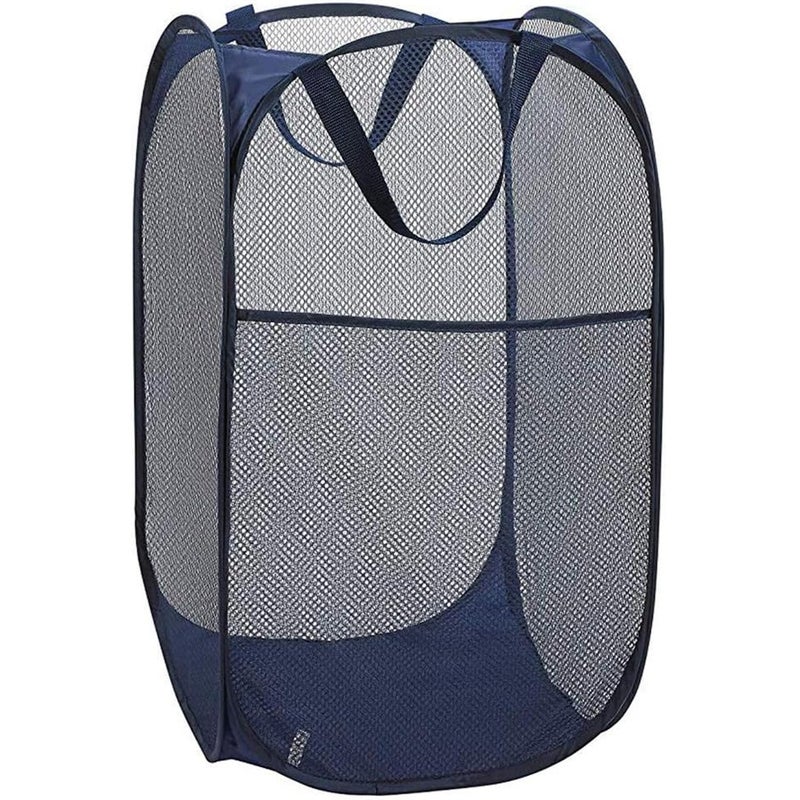 Buenod Pop up Laundry Hamper, Foldable Mesh Clothes Hamper for Kids Room, College Dorm or Travel, Collapsible Laundry Basket for Storage, Blue - Image 1